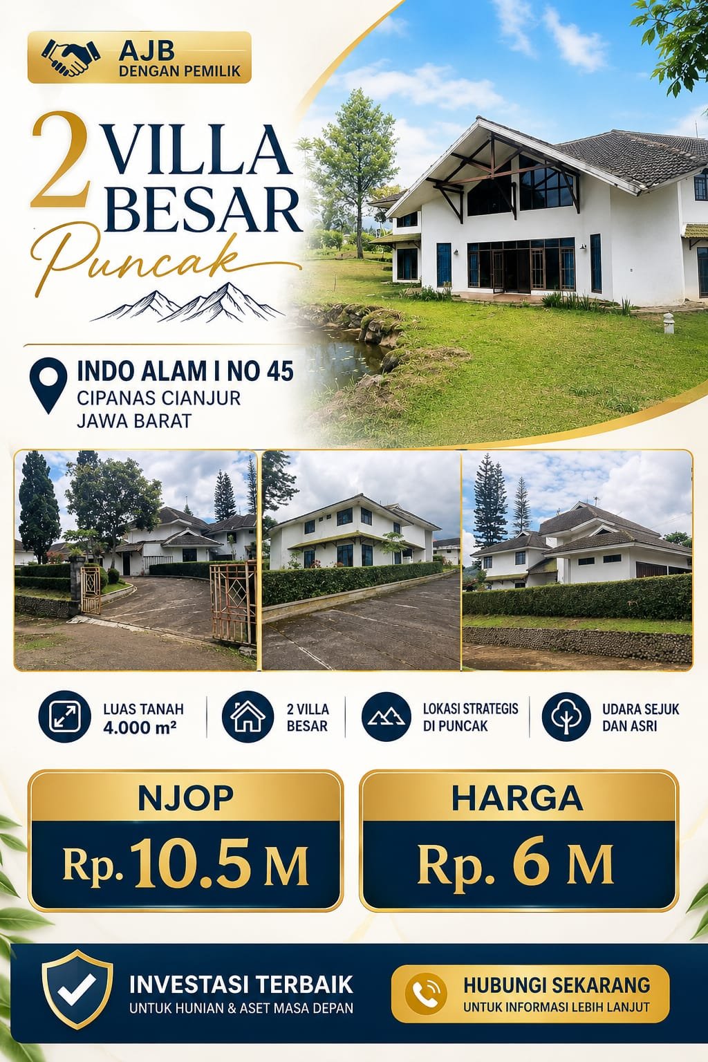 JUAL 2 VILLA DI PUNCAK,CIPANAS